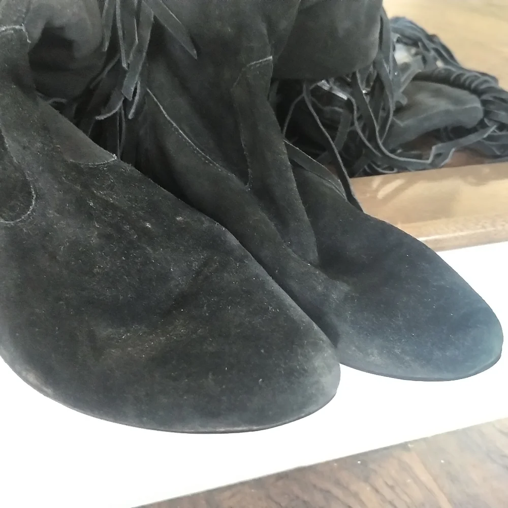 Sam Edelman Black Over the Knee Fringe Boots - Picture 6 of 8